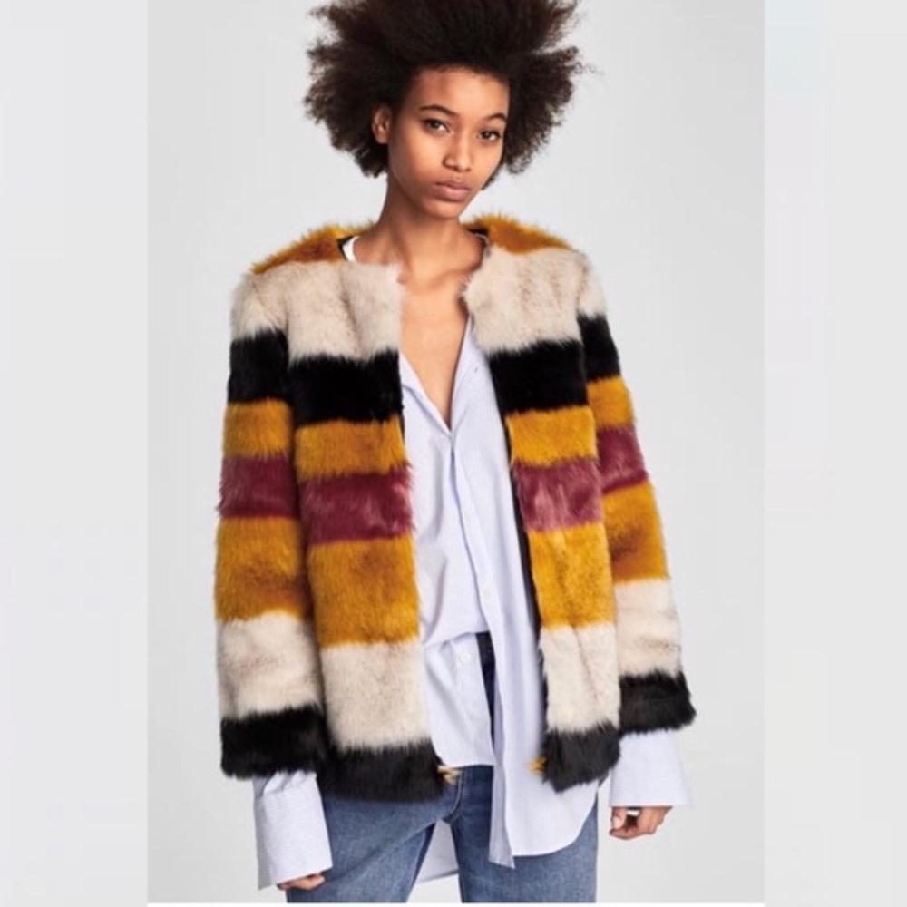 Zara Faux Fur Coat NWT